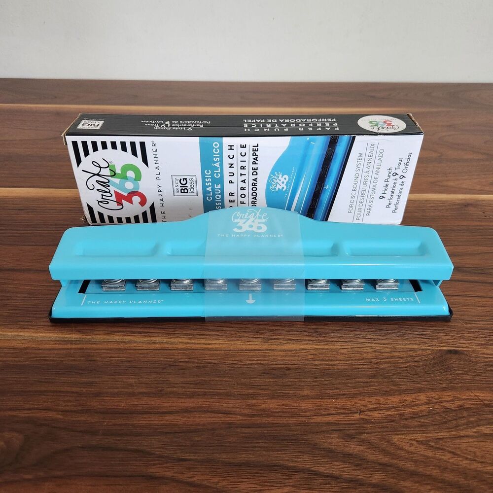 Create 365 The Happy Planner Blue Metal Classic 9 Hole Punch Disc Bound Systems